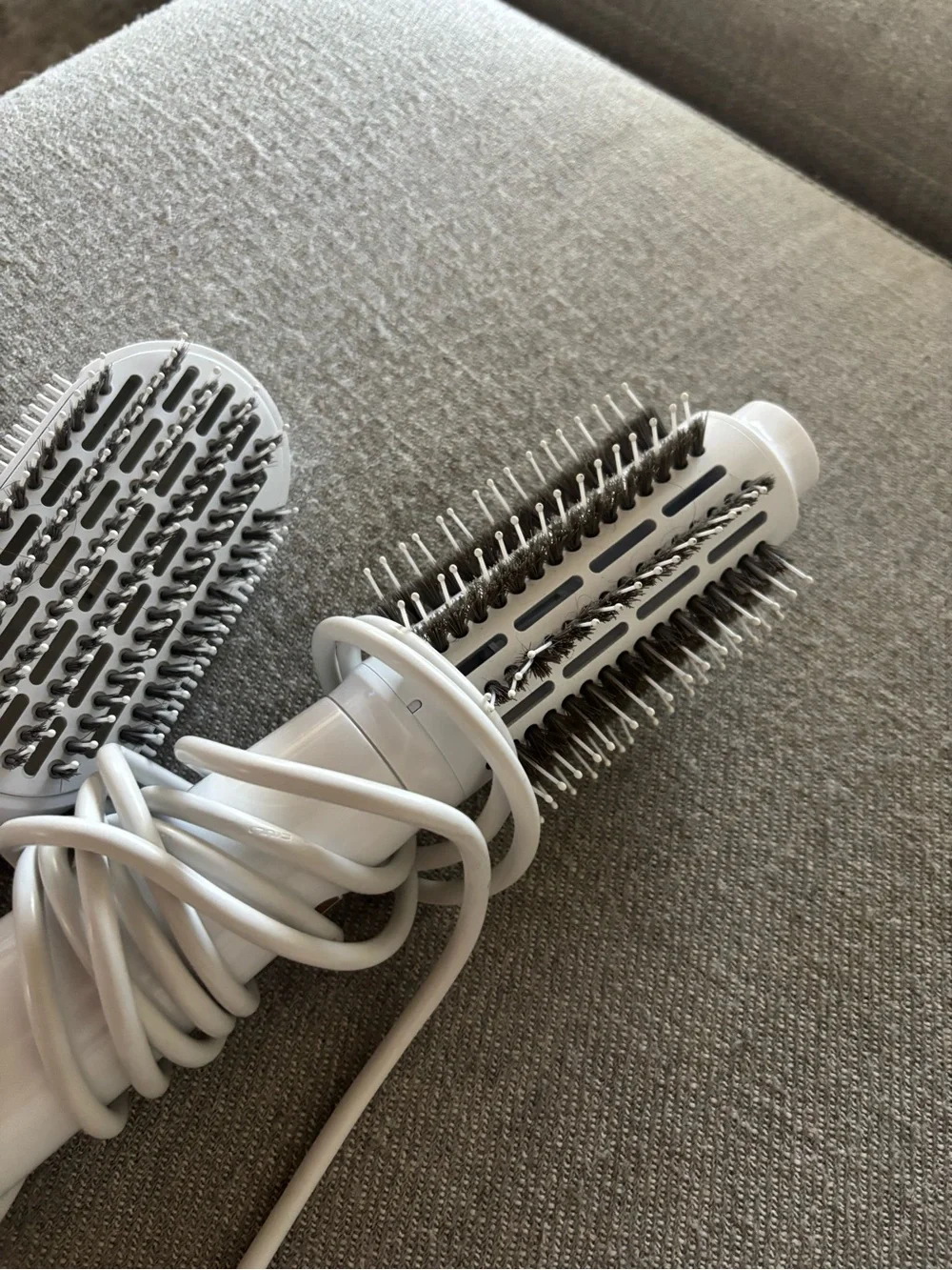 T3 Dual-Head Hot Air Styling Brush in White with Rose Gold Trim
